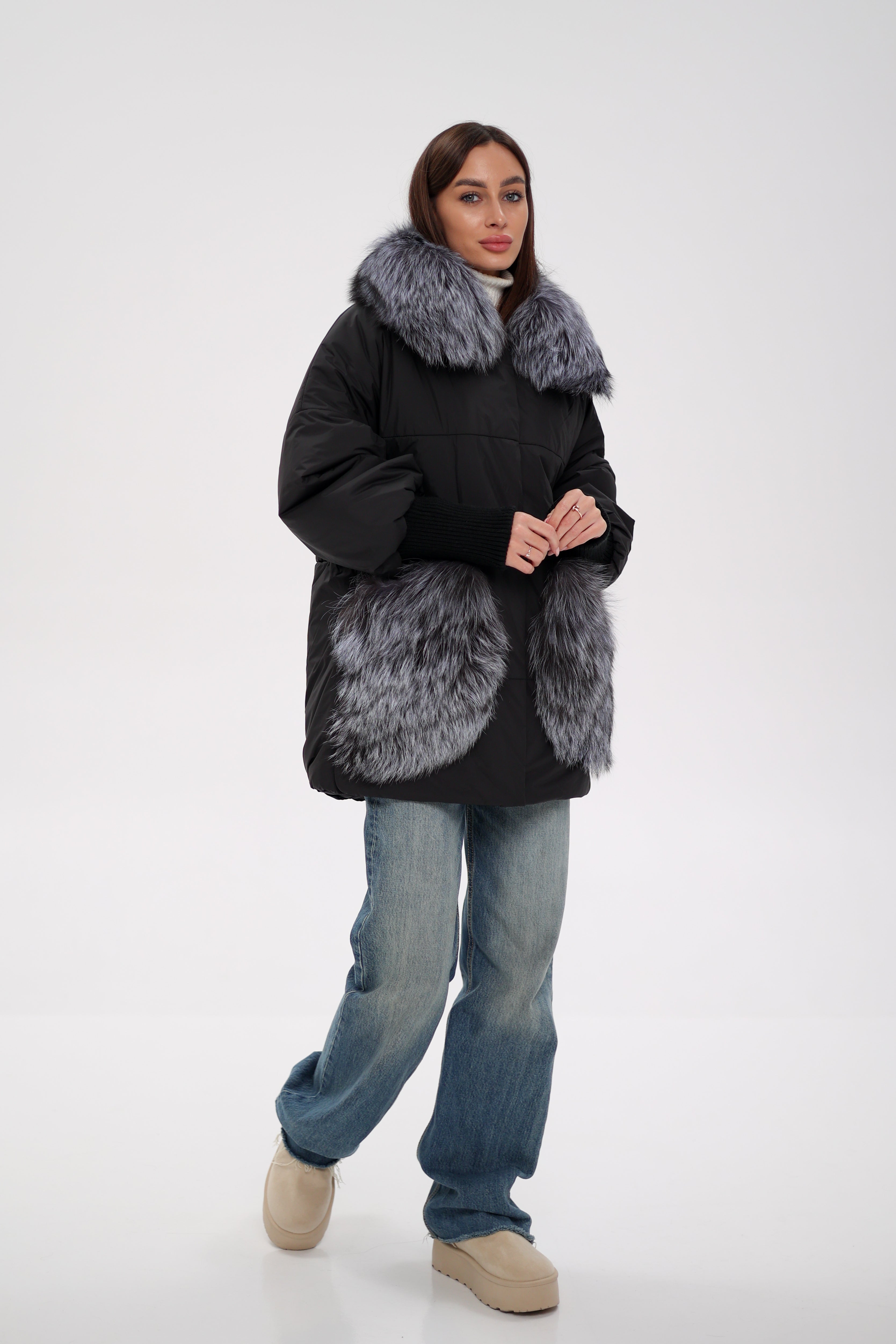 Genuine Silver Fox Down Fill Coat - SJB-DIAMOND ELITES