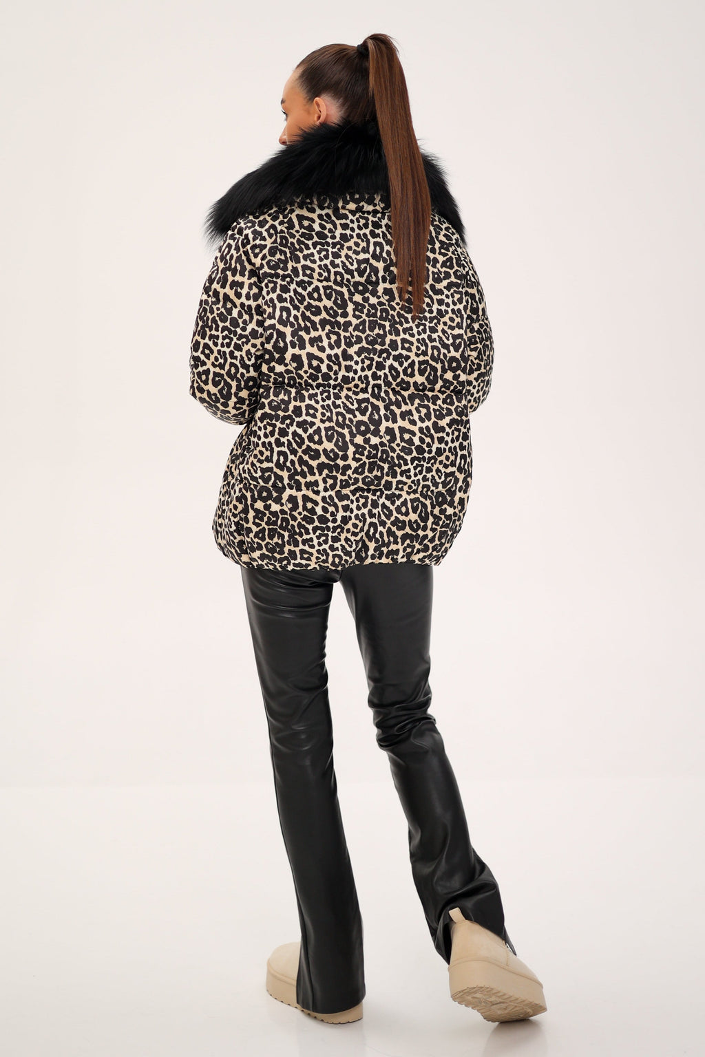 Genuine Polar Fox Leopard Luxe Down Parka - SJB-DIAMOND ELITES