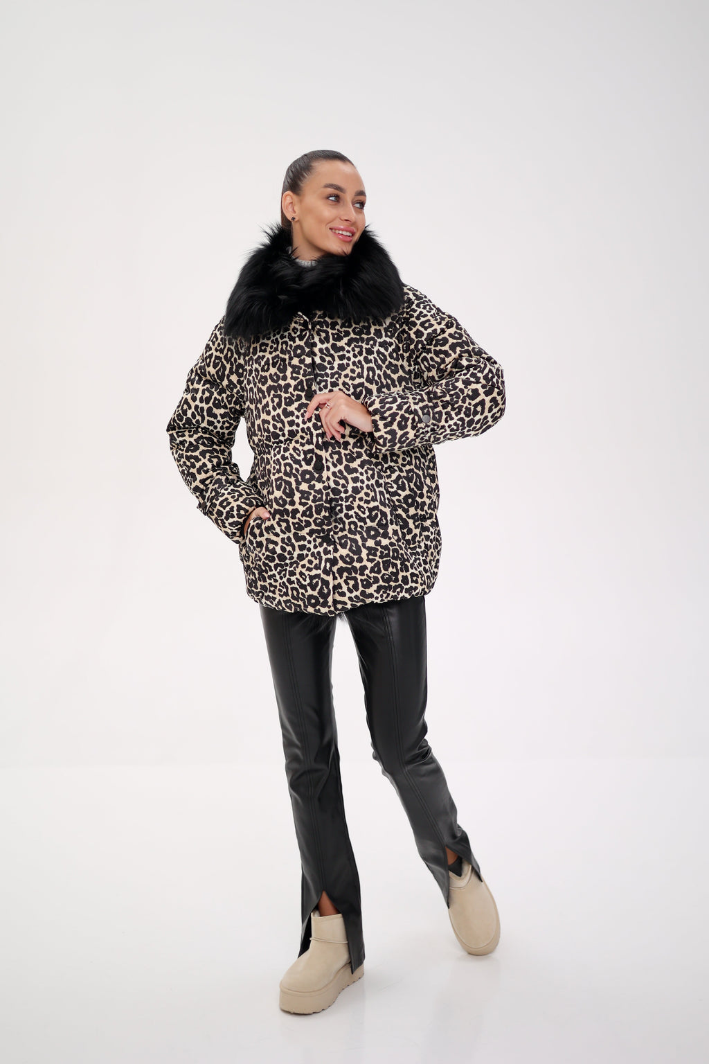 Genuine Polar Fox Leopard Luxe Down Parka - SJB-DIAMOND ELITES