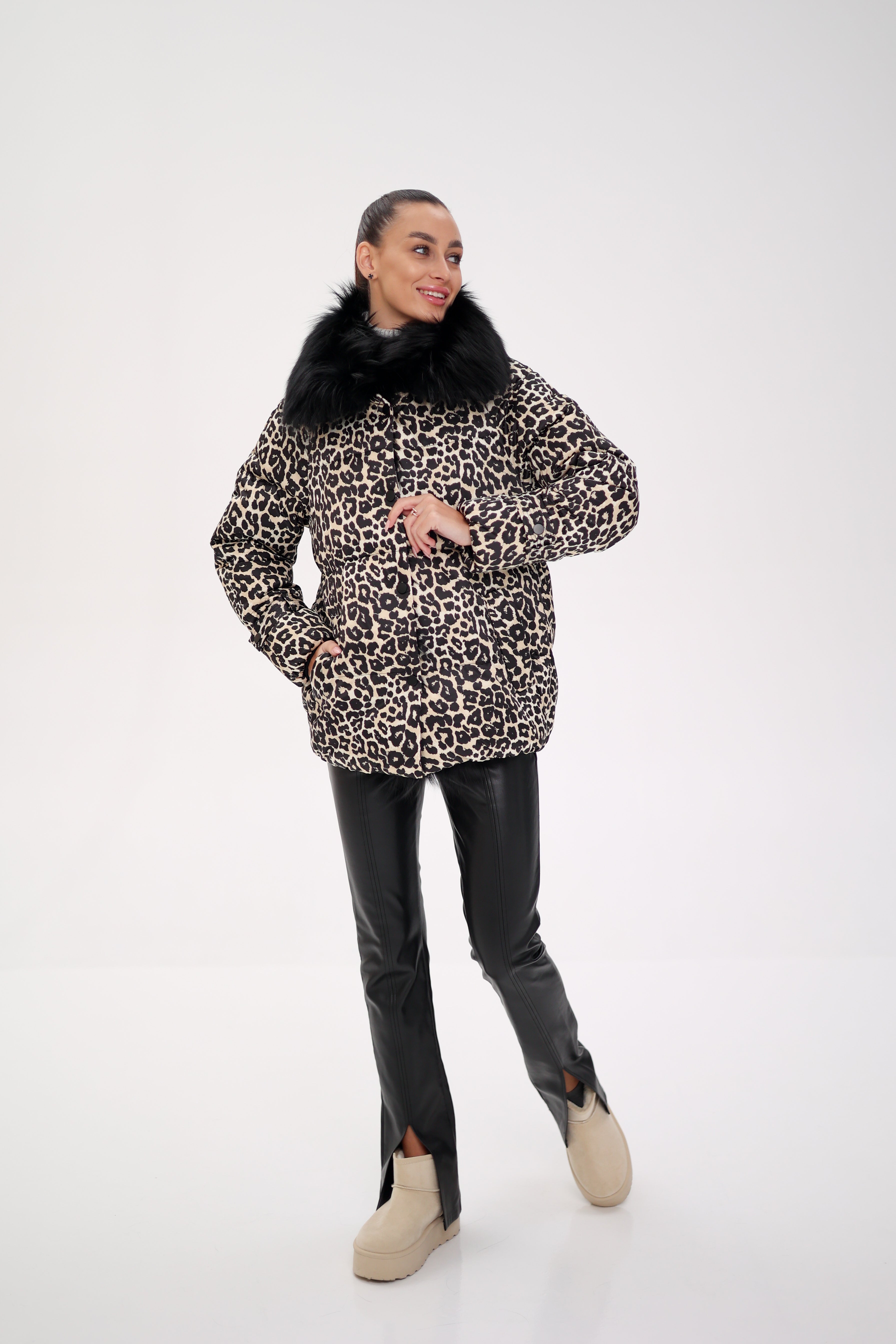 Genuine Polar Fox Leopard Luxe Down Parka - SJB-DIAMOND ELITES