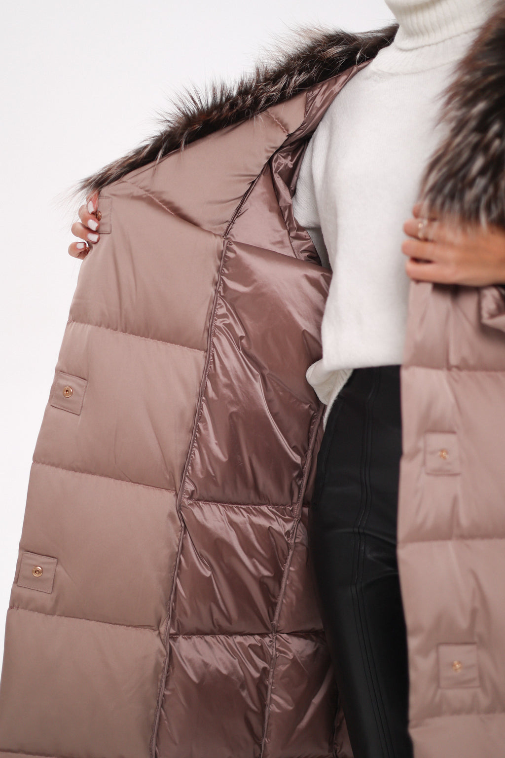 Rei Silver Fox Fully Lined Hood Down Coat in Blush - SJB-DIAMOND ELITES