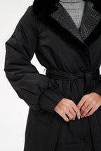 Genuine Mink Fur Real Python Leather Trim Coat - SJB-DIAMOND ELITES