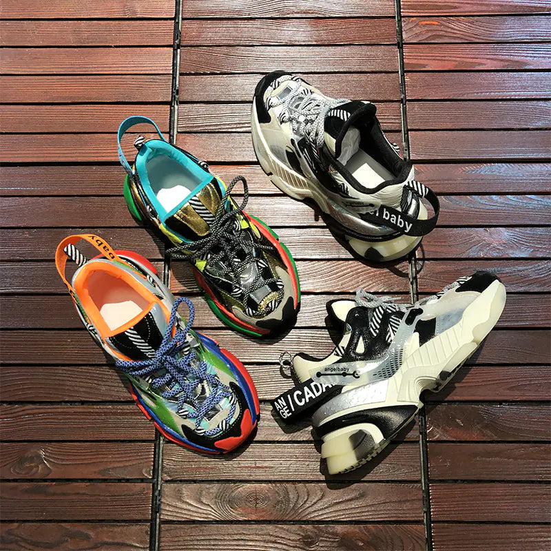 Trendy Color Block Platform Sneakers for Women Pi-Mart