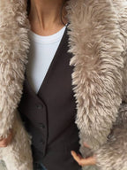 Faux Fur Coat with Leather Belt - SJB-DIAMOND ELITES