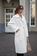 Eco Fur Wool Blend Coat in White - SJB-DIAMOND ELITES