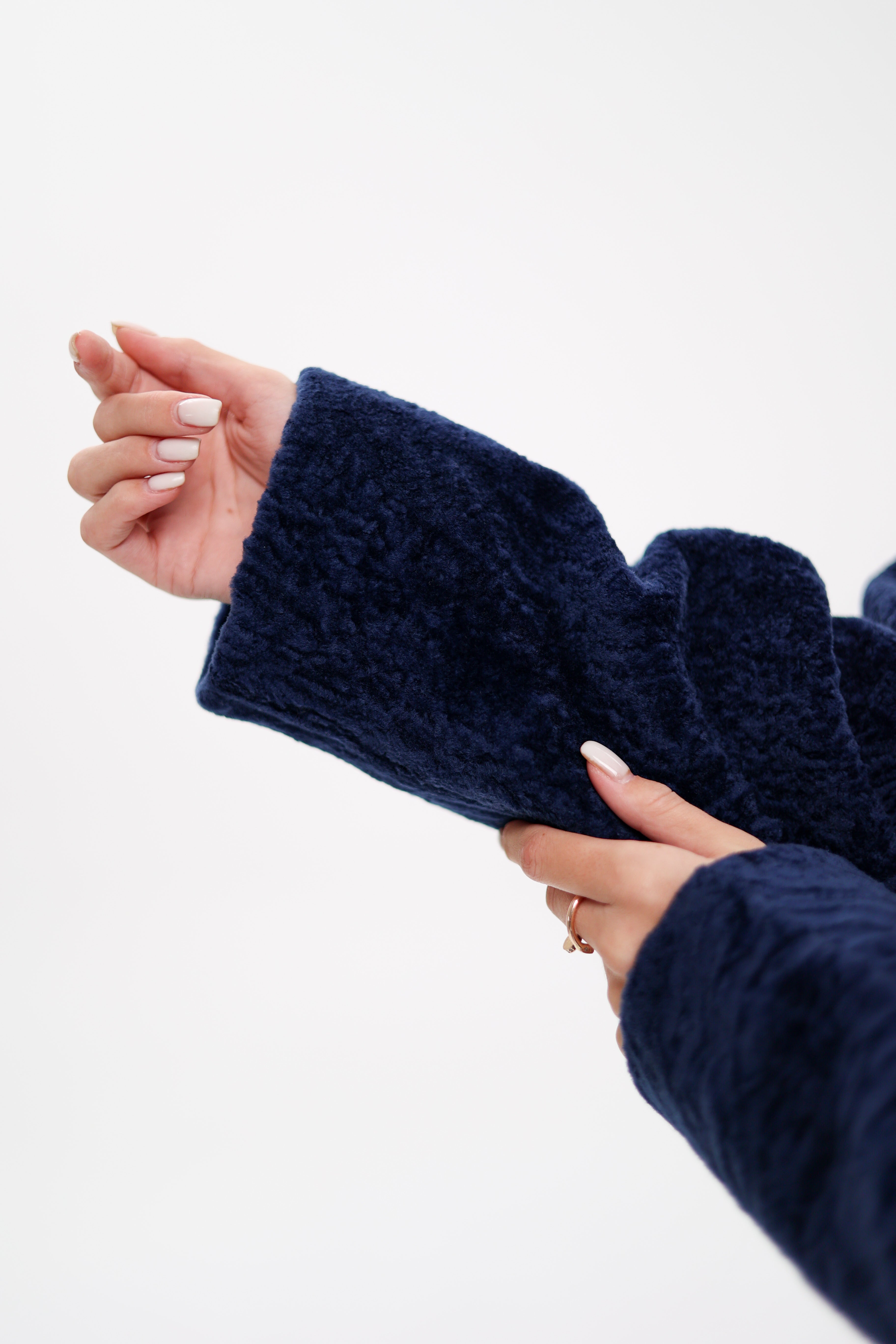 Genuine Shearling Silver Fox Trim Jacket - SJB-DIAMOND ELITES