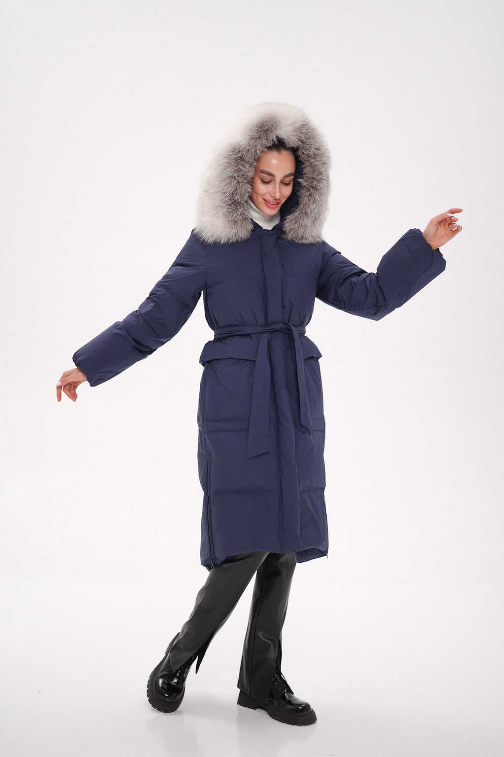 Genuine Silver Fox Down Fill Coat - SJB-DIAMOND ELITES