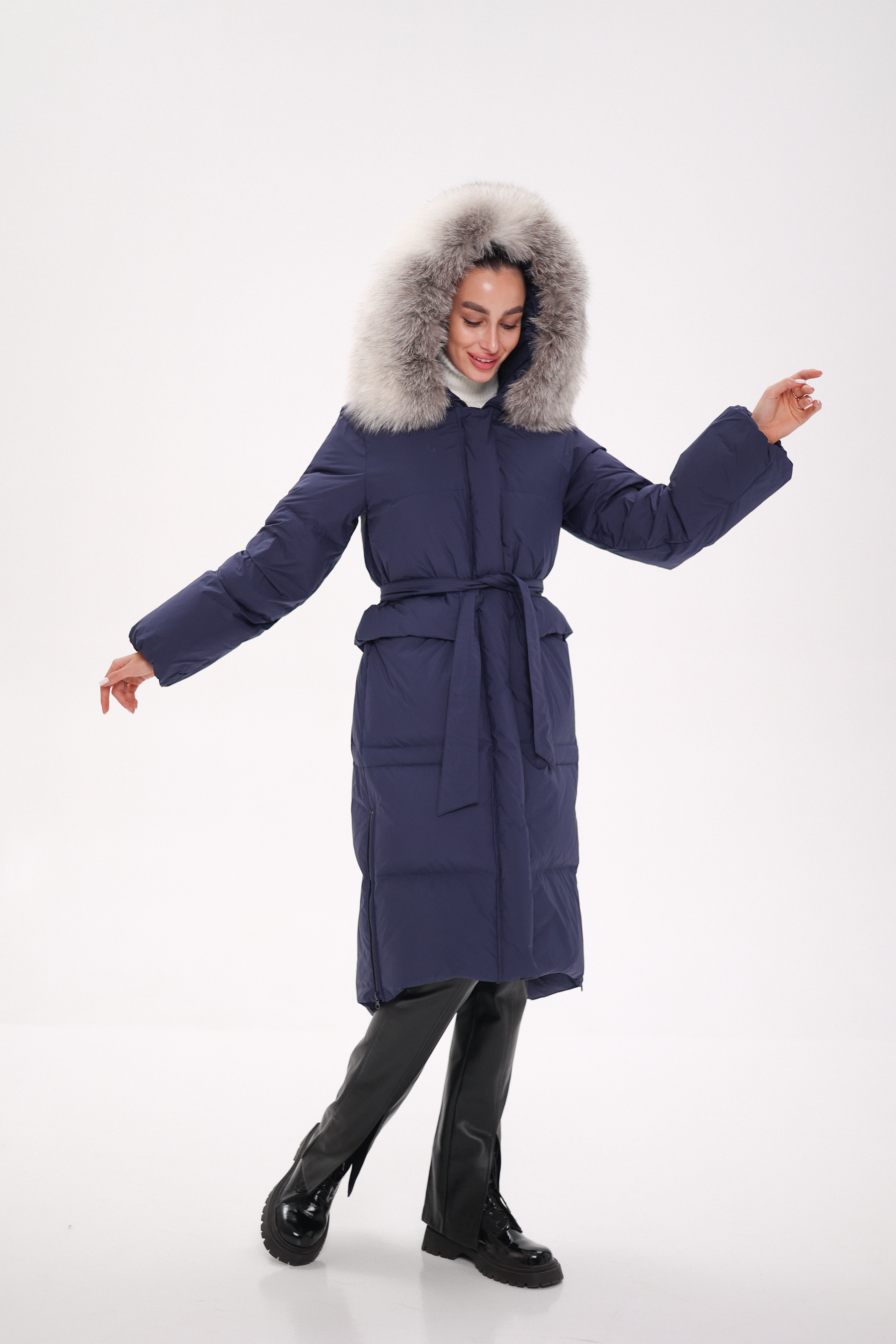 Genuine Silver Fox Down Fill Coat - SJB-DIAMOND ELITES