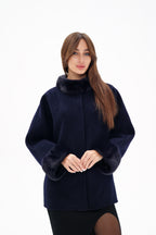 Genuine Mink Fur Virgin Wool Coat - SJB-DIAMOND ELITES