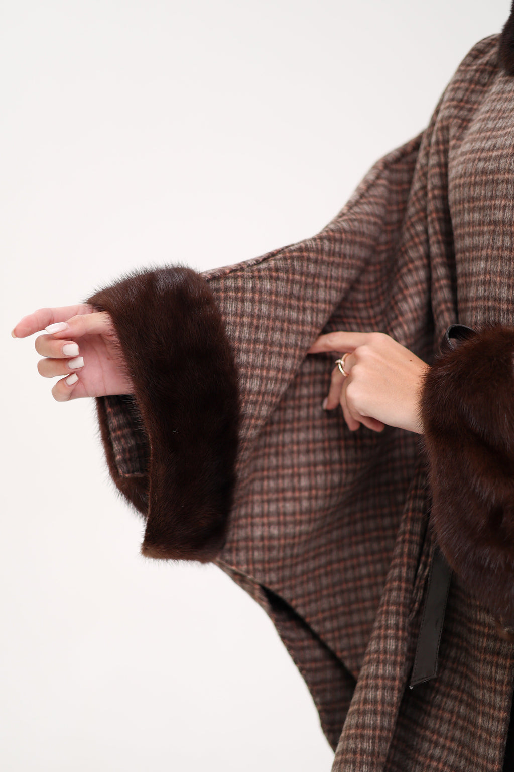 Genuine Scandinavian Mink Fur Double Face Wool Poncho - SJB-DIAMOND ELITES