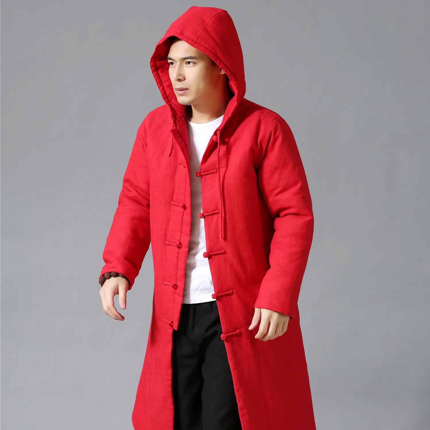 Ethnic Style Cotton Linen Hooded Thick Jacket Pi-Mart