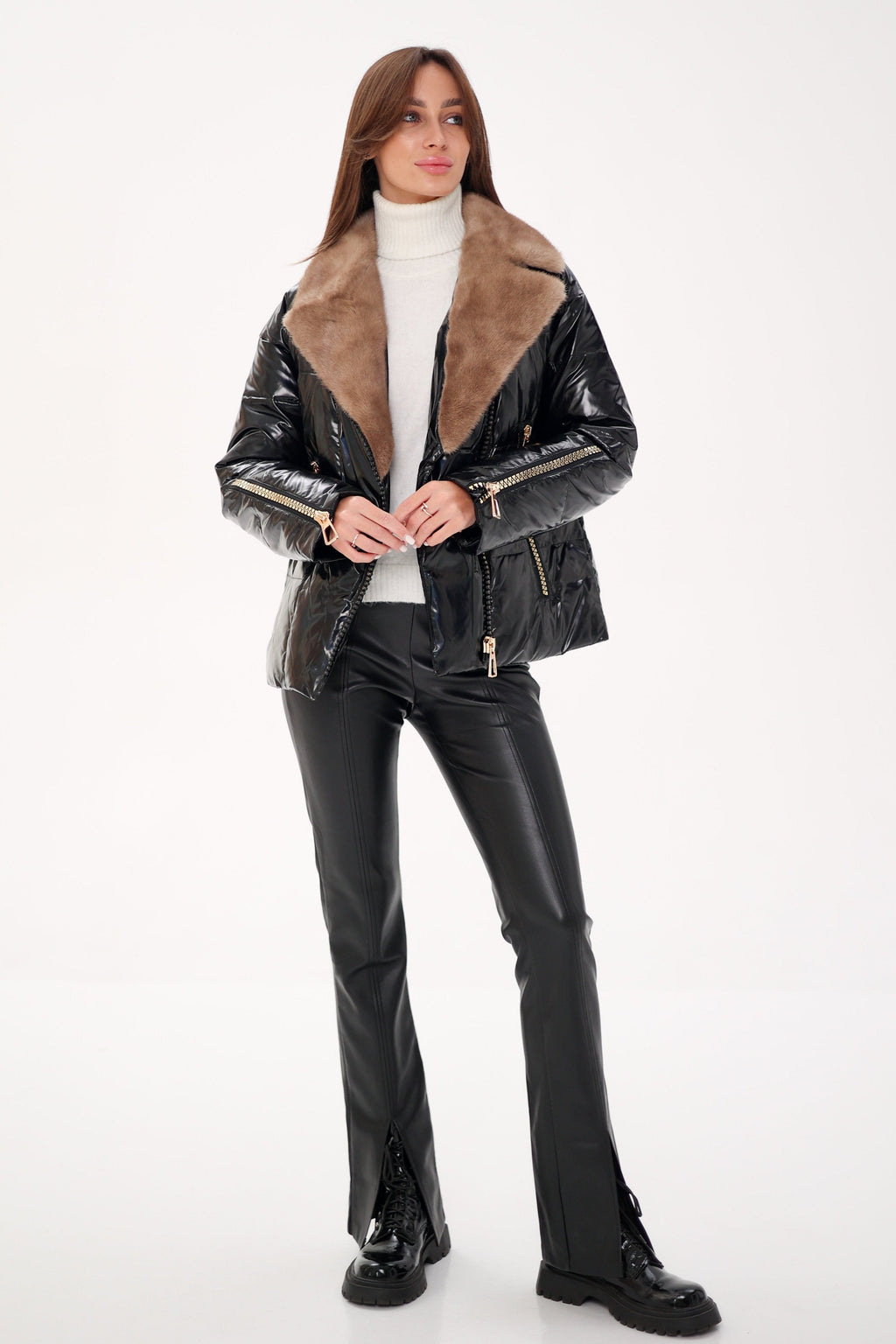 Genuine Mink Fur Down Fill Jacket - SJB-DIAMOND ELITES