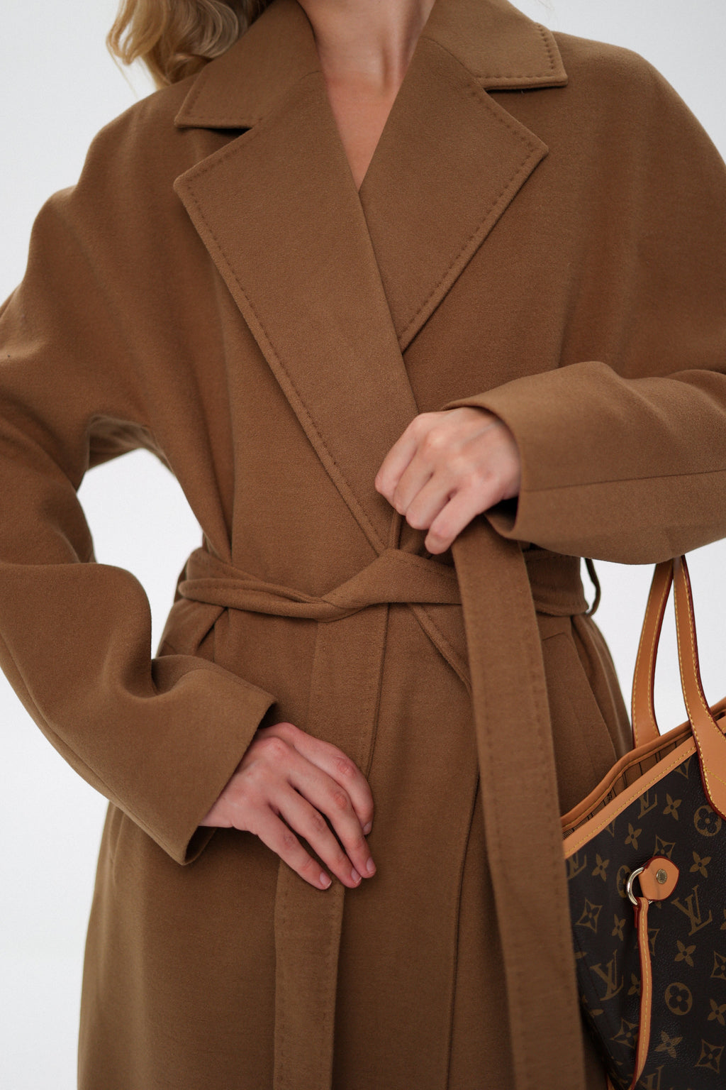 Cambridge Comfort Wraparound Wool Cashmere Coat in Dark Camel - SJB-DIAMOND ELITES