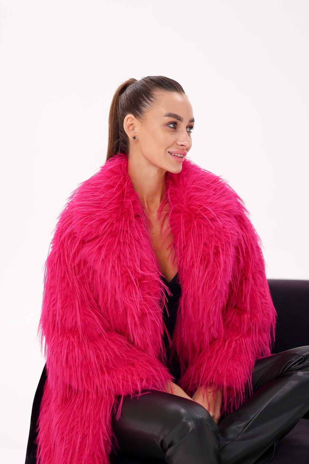 Faux Ostrich Effect Fur Coat - SJB-DIAMOND ELITES