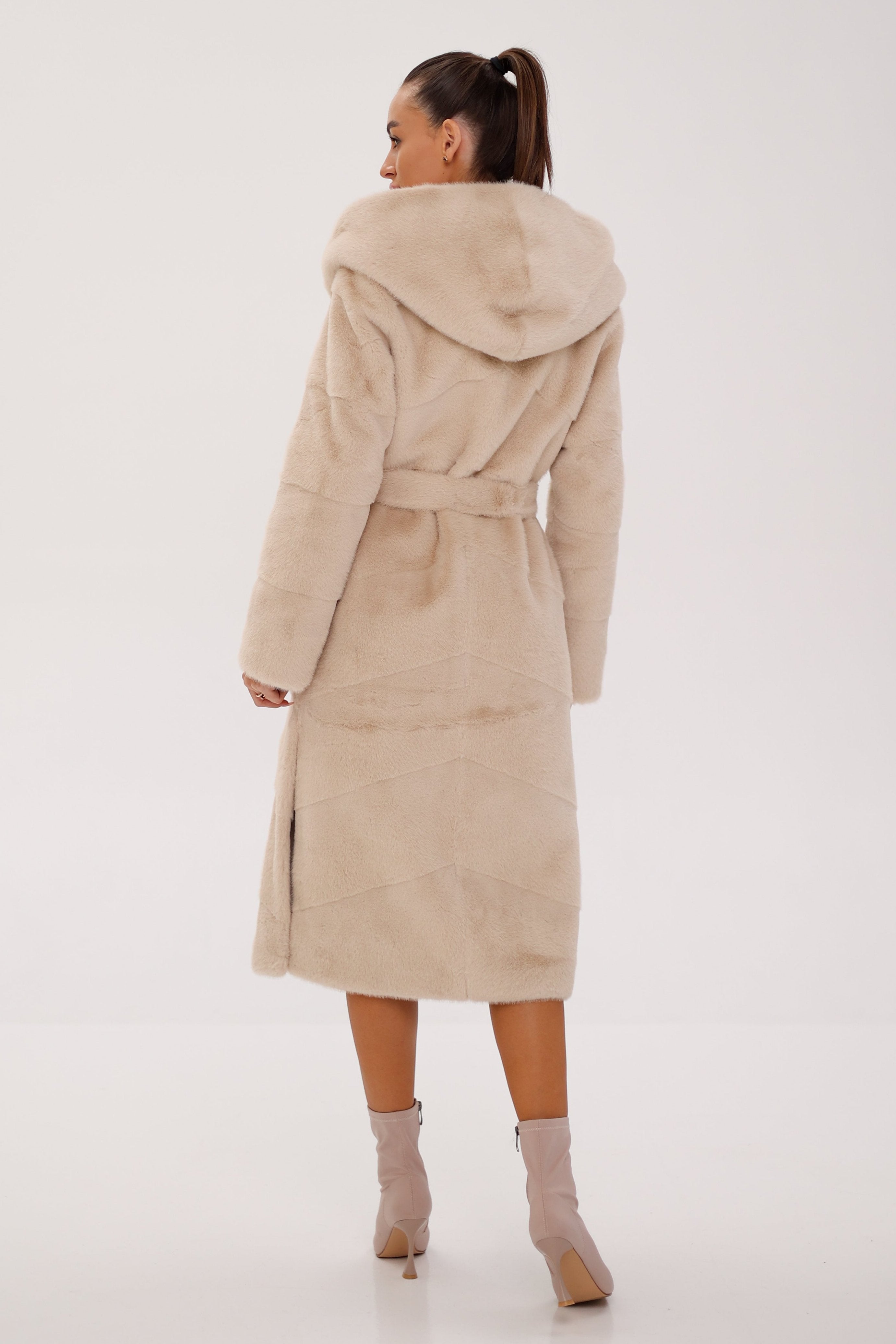 Faux Mink Effect Fur Hooded Coat - SJB-DIAMOND ELITES