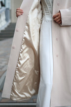 Band Collar Wool Blend Coat in Ivory - SJB-DIAMOND ELITES