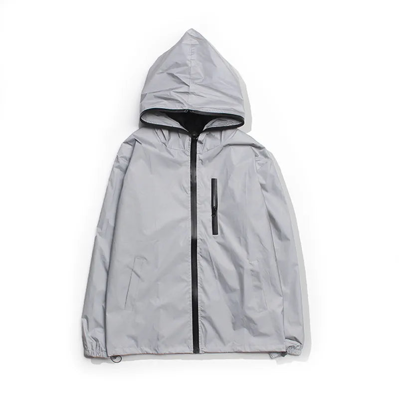 Solid Color Zipper Decoration Reflective Jacket Men's Jacket Pi-Mart
