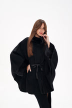 Genuine Scandinavian Mink Fur Double Face Wool Poncho - SJB-DIAMOND ELITES