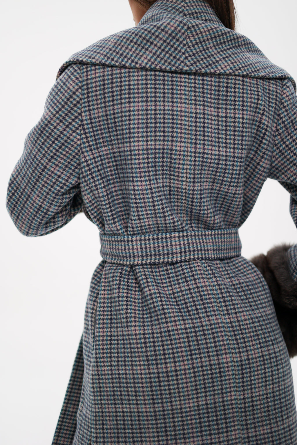 Genuine Polar Fox Fur Virgin Wool Wrap Coat - SJB-DIAMOND ELITES