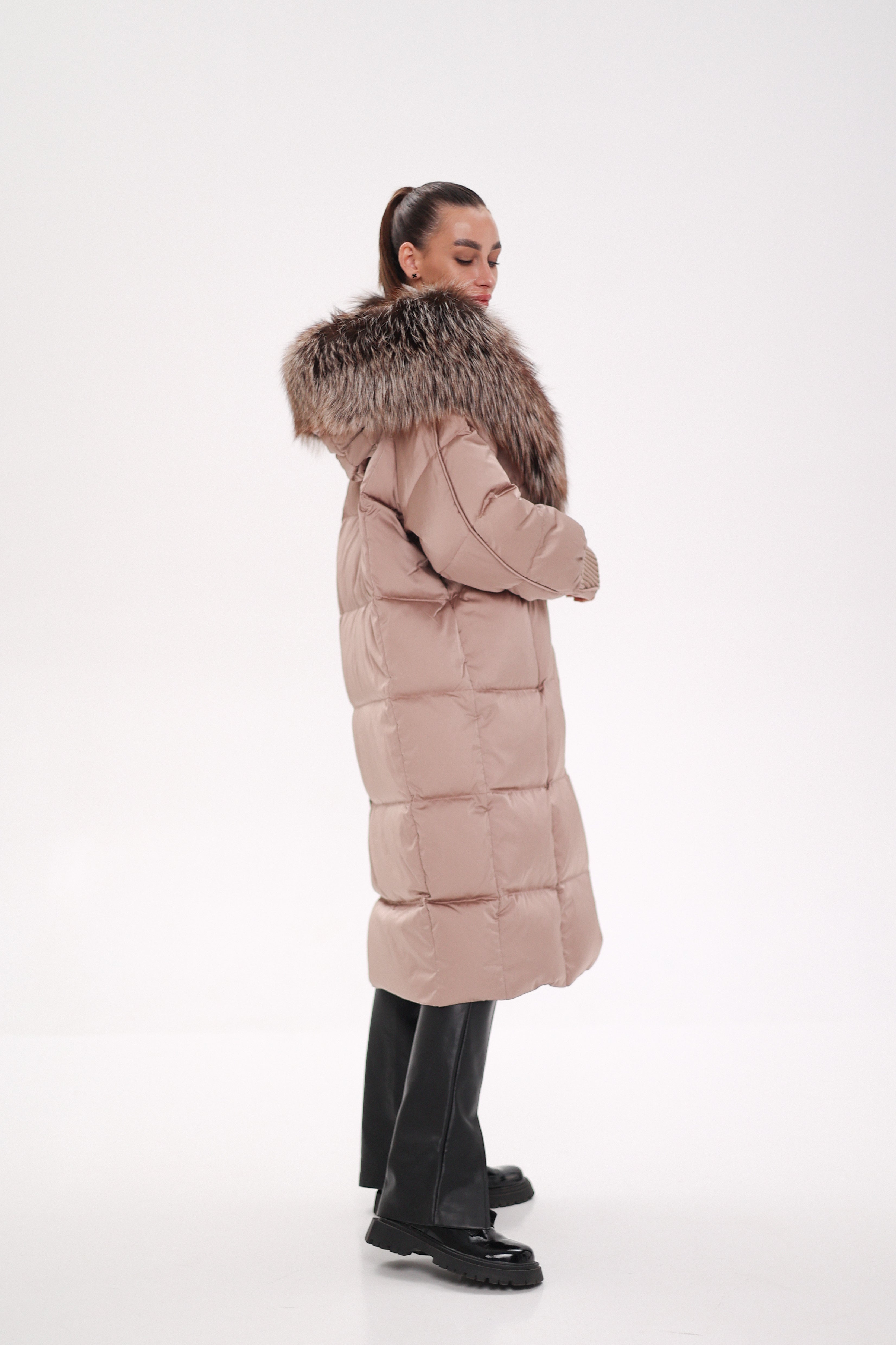 Rei Silver Fox Fully Lined Hood Down Coat in Blush - SJB-DIAMOND ELITES