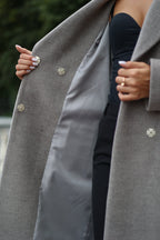 Classic Wool Blend Coat in Grey - SJB-DIAMOND ELITES
