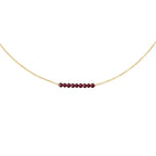 Dainty Beaded Garnet Bar NecklaceJanuary Birthstone Gift Necklace18K Gold Plated Delicate Handmade Faceted Garnet Stone Beads Bar Boho Necklaces for Women