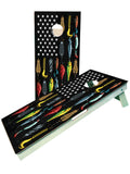 Fishing Lure American Flag Cornhole Boards - SJB-DIAMOND ELITES