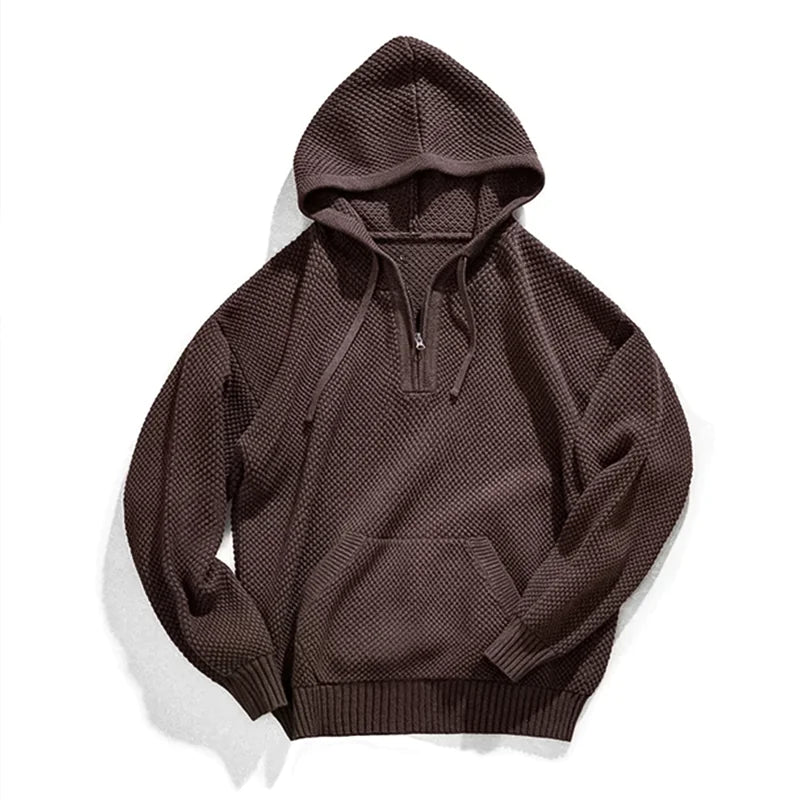 Casual Knit Sweater Half-Zip Essentials Hoodies Pi-Mart