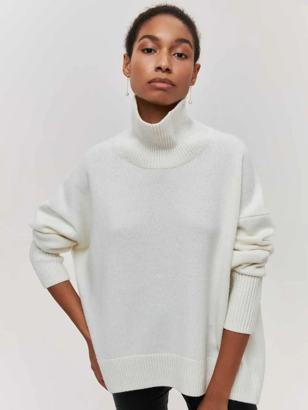 Fashion Pink Solid Warm Thick Loose Sweater Women Elegant O-neck Long Sleeve Knitted Pullover Top Autumn Female Tops Jumpers - SJB-DIAMOND ELITES
