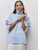 Fashion Pink Solid Warm Thick Loose Sweater Women Elegant O-neck Long Sleeve Knitted Pullover Top Autumn Female Tops Jumpers - SJB-DIAMOND ELITES