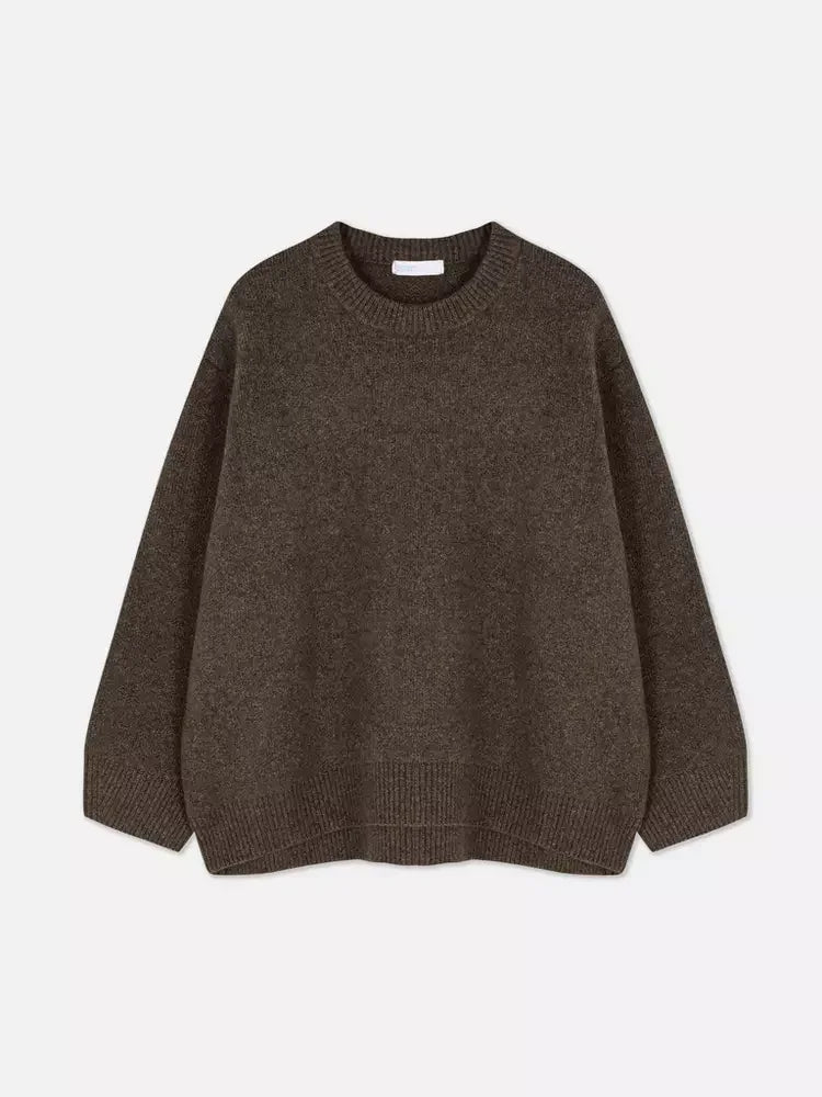 Fashion Pink Solid Warm Thick Loose Sweater Women Elegant O-neck Long Sleeve Knitted Pullover Top Autumn Female Tops Jumpers - SJB-DIAMOND ELITES