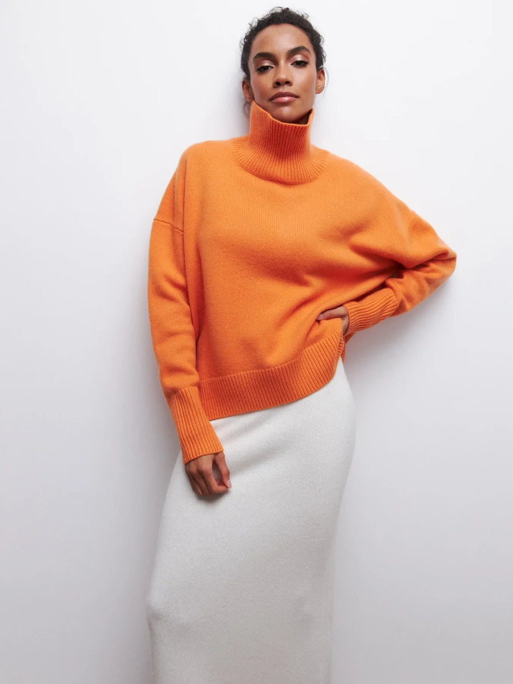 Fashion Pink Solid Warm Thick Loose Sweater Women Elegant O-neck Long Sleeve Knitted Pullover Top Autumn Female Tops Jumpers - SJB-DIAMOND ELITES