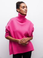 Fashion Pink Solid Warm Thick Loose Sweater Women Elegant O-neck Long Sleeve Knitted Pullover Top Autumn Female Tops Jumpers - SJB-DIAMOND ELITES
