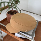 Fashion gold button hat autumn and winter temperament flat top British Korean version of cap wool newsboy hat - SJB-DIAMOND ELITES