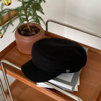Fashion gold button hat autumn and winter temperament flat top British Korean version of cap wool newsboy hat - SJB-DIAMOND ELITES