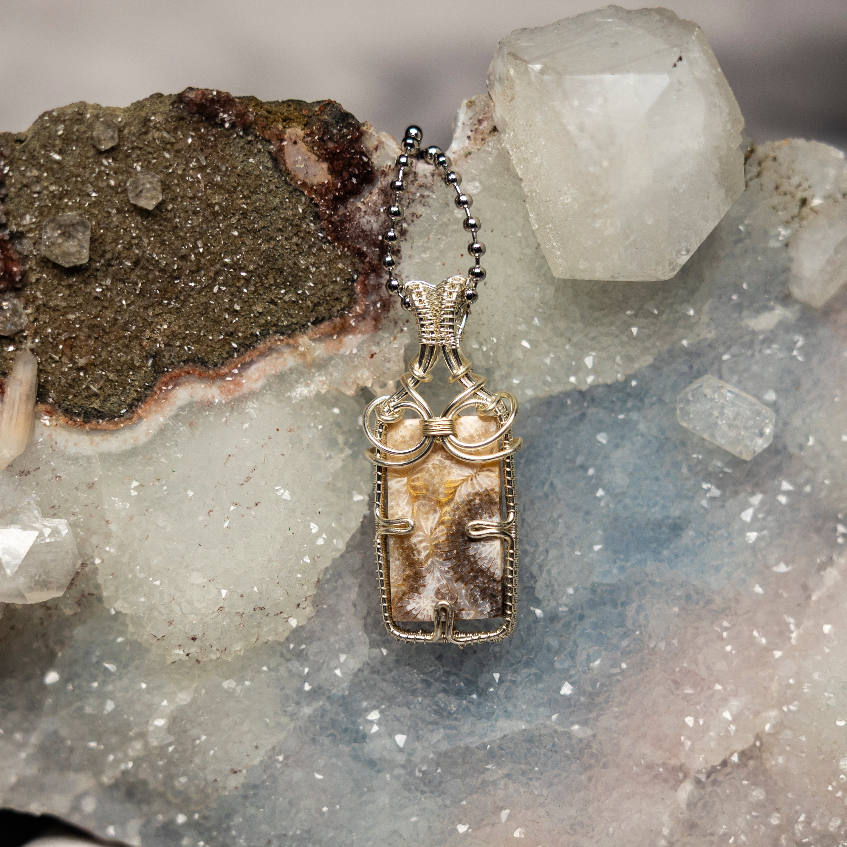 Feather Agate Wire Wrap Crystal Pendant - SJB-DIAMOND ELITES