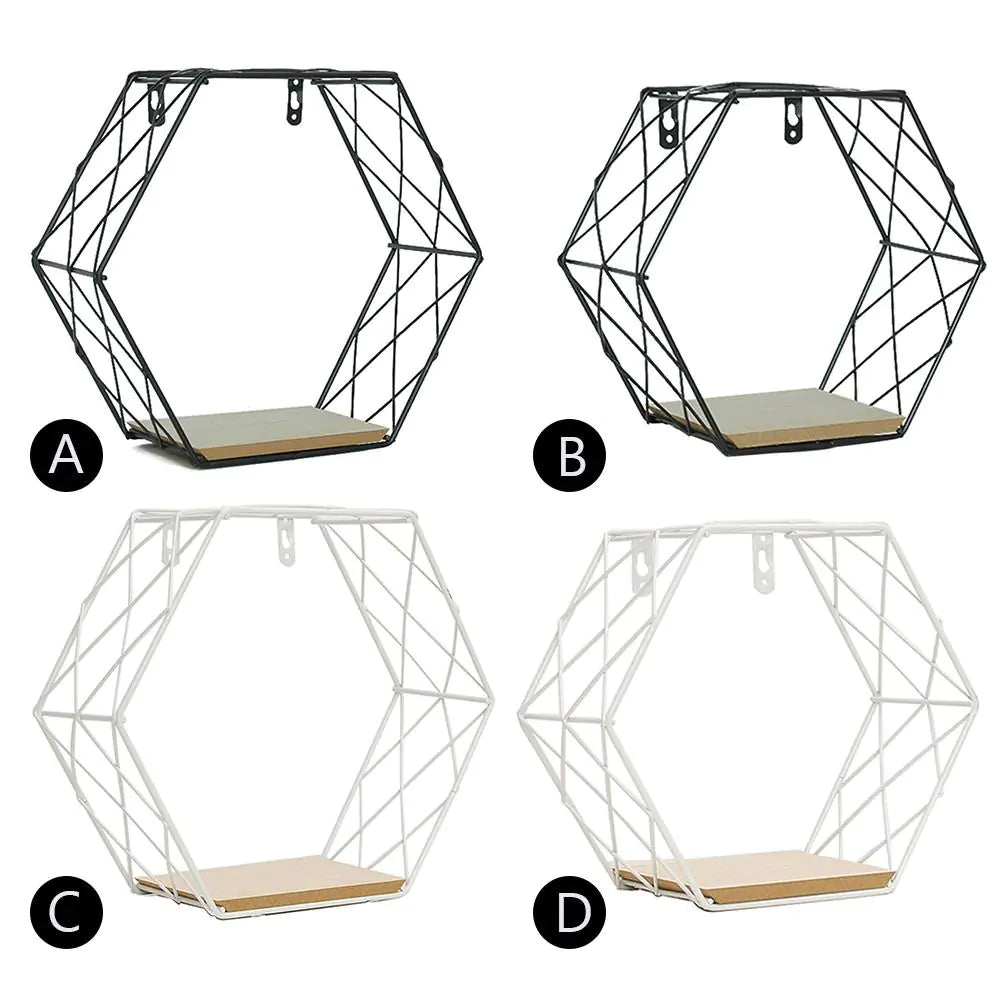 Minimalist Hexagonal Iron Wall Shelf for Decoration Lootquake LLC