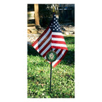Firefighter Veteran Grave Marker With 30 Inch Tall American Cemetery Flag, Fallen Firefighter Memorial. The Military Gift Store