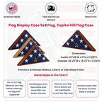Flag Display Case 5x8 flag, Capitol Hill Flag Case Wall Mountable With Hardware Included The Military Gift Store