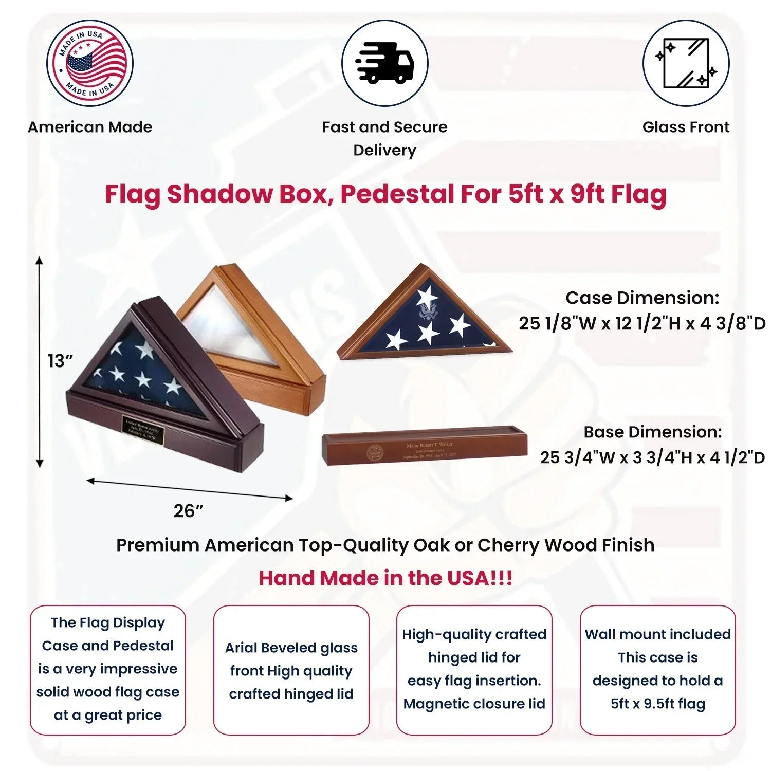 Flag Box, Flag Pedestal Box, Flag Boxes With Personalized Engraved Plate The Military Gift Store