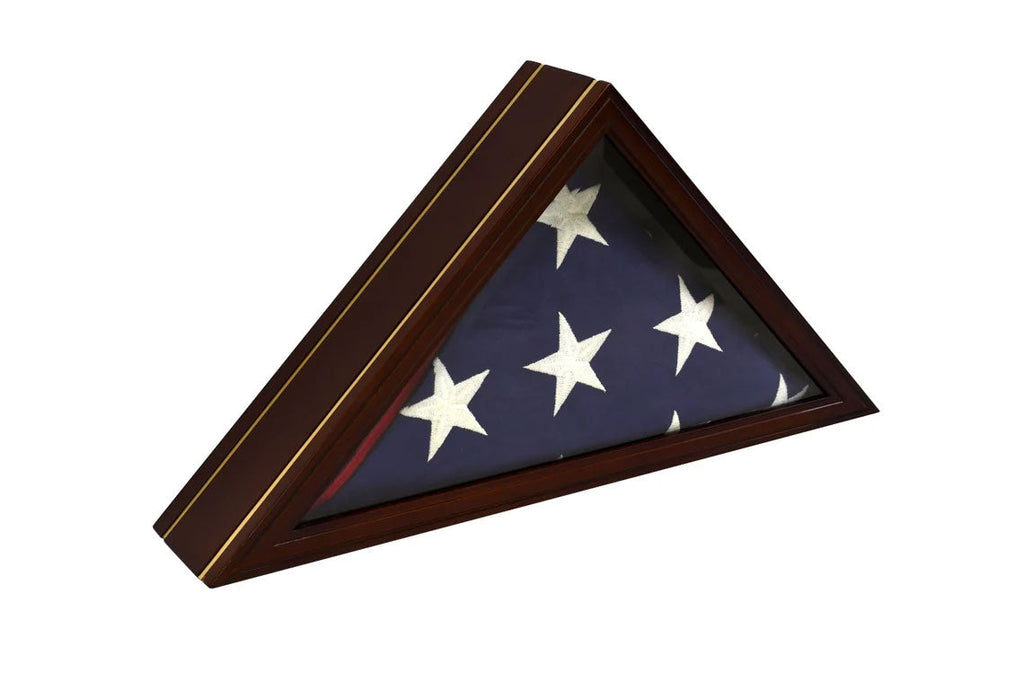 Honors Flag Display Case for 5x9 Memorial / Burial / Funeral Shelf Box Glass Holder Frame - Two Detailed Stripes The Military Gift Store