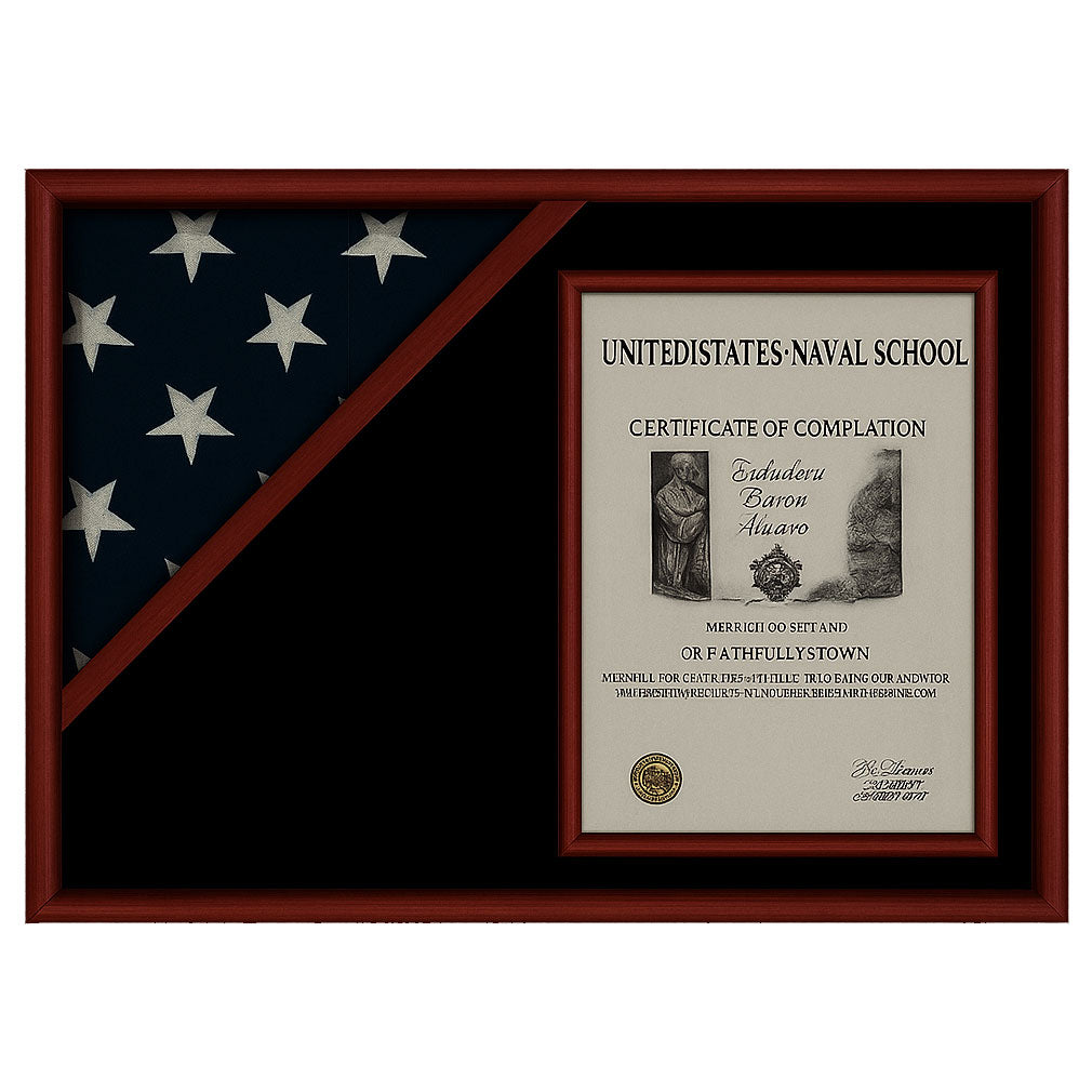 Flag Display Case Flag and Certificate Flag Box, Walnut or cherry wood The Military Gift Store