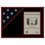 Flag Display Case Flag and Certificate Flag Box, Walnut or cherry wood The Military Gift Store