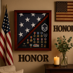 Cherry Flag and Medal Display Case Premium Wood - 5'x9.5' flag The Military Gift Store