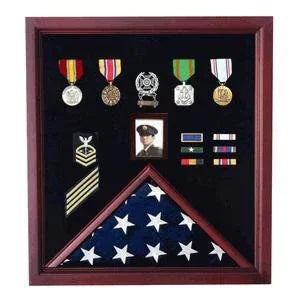 Flag and Photo Display case,Photo and Medal Display case - Cherry The Military Gift Store