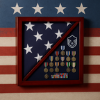 Cherry Flag and Medal Display Case Premium Wood - 5'x9.5' flag The Military Gift Store