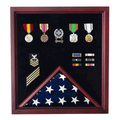 Medal and Flag Display Case - Cherry Medal and Flag Display. The Military Gift Store