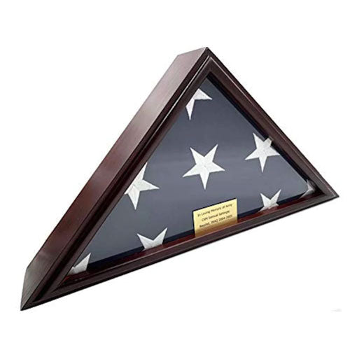 Flags Connections - 5x9 Burial/Funeral/Veteran Flag Elegant Display Case, Solid Wood, Cherry Finish, Flat Base (5x9, Flat). The Military Gift Store