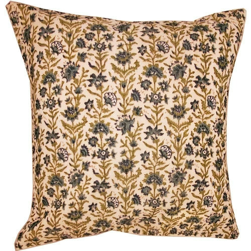 Floral Garden Chanderi Cushion Cover 16x16 Inch Home Accent BandsCo Straps