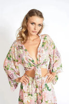 Flowers On My Mind Floral Front Tying Crop Top - SJB-DIAMOND ELITES